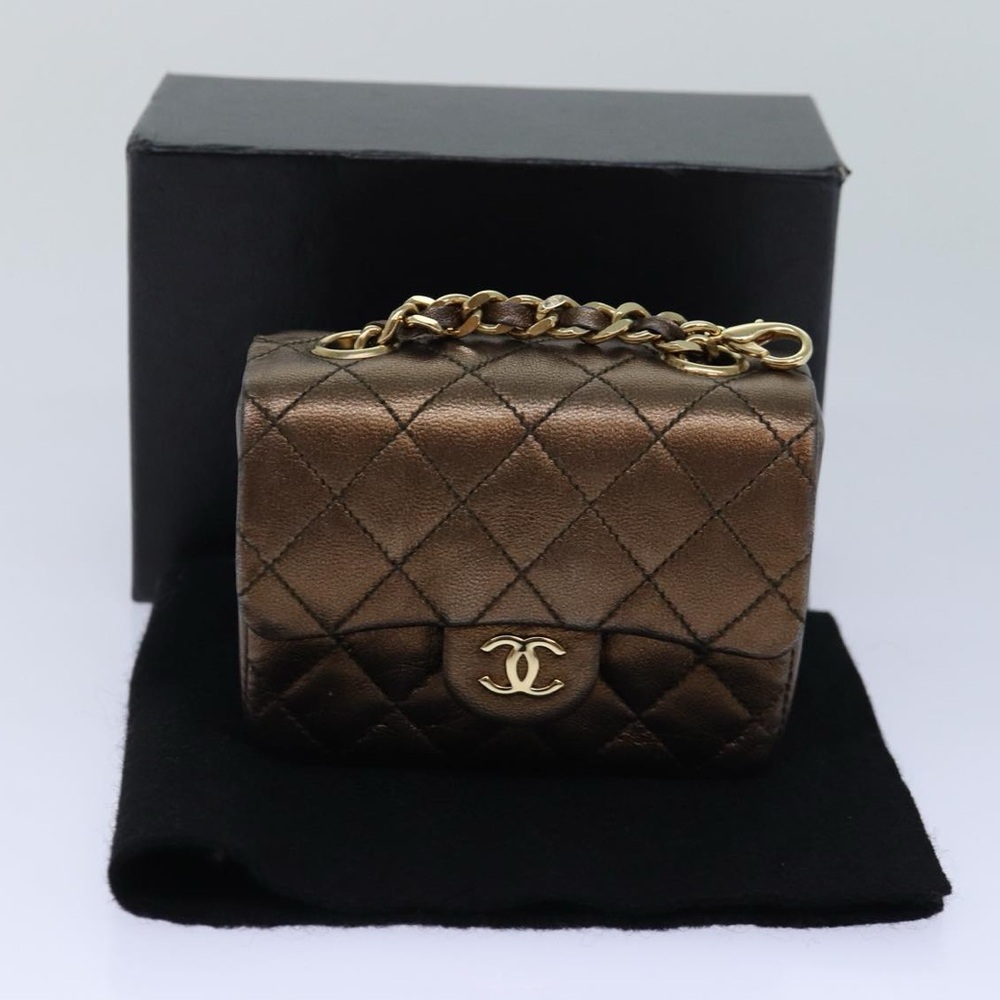 Chanel RARE Metallic Bronze Quilted Mini Shoulder Bag with Gold Hardware